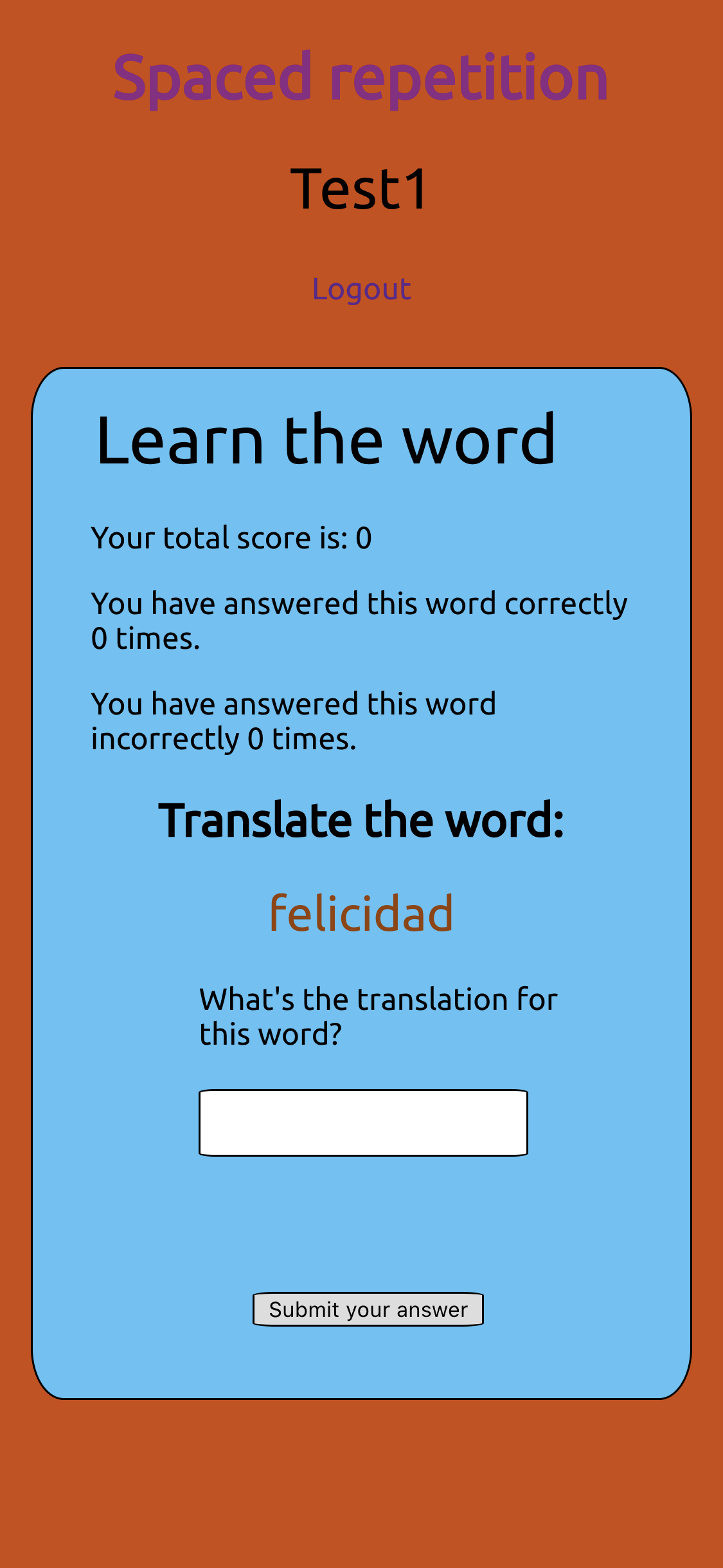Spaced Repetition: Learn Spanish one word at a time.